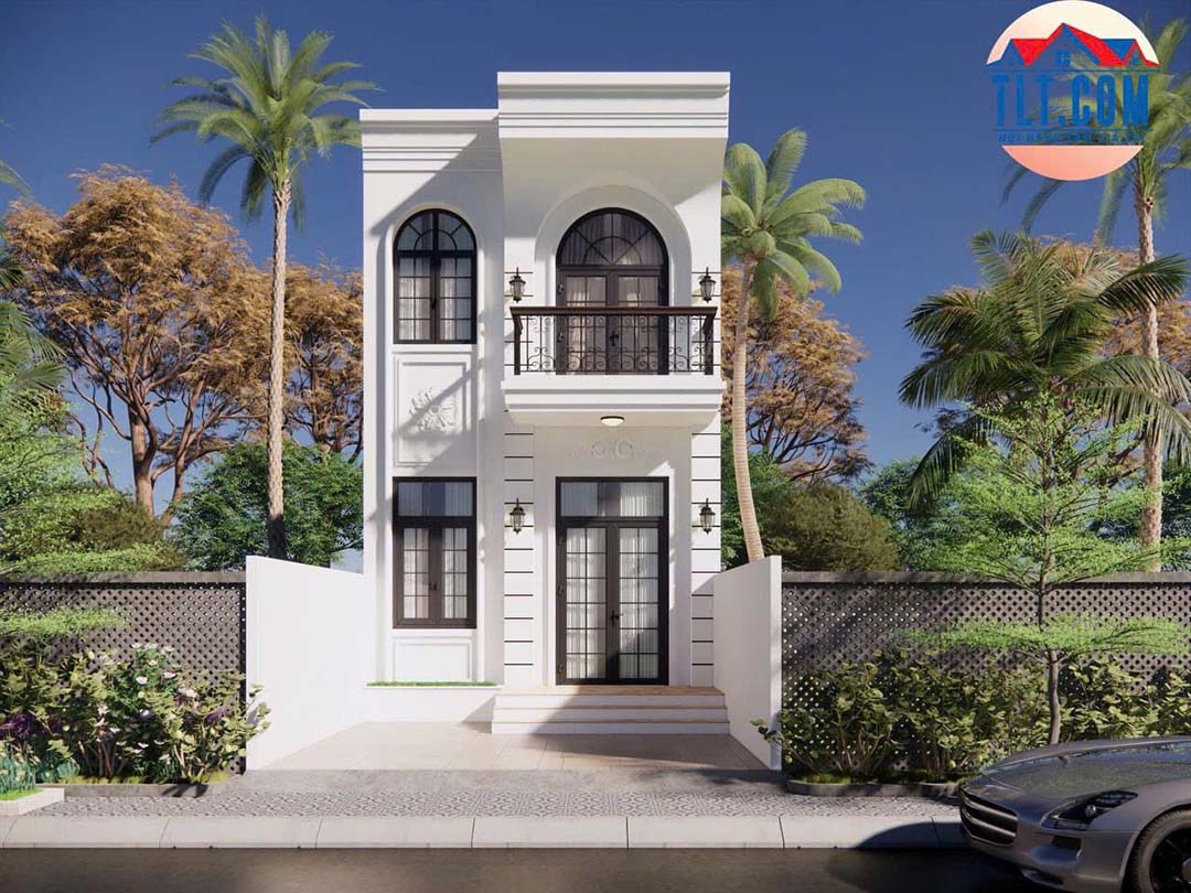 Thiết kế 3D nh&agrave; phố 2 tầng