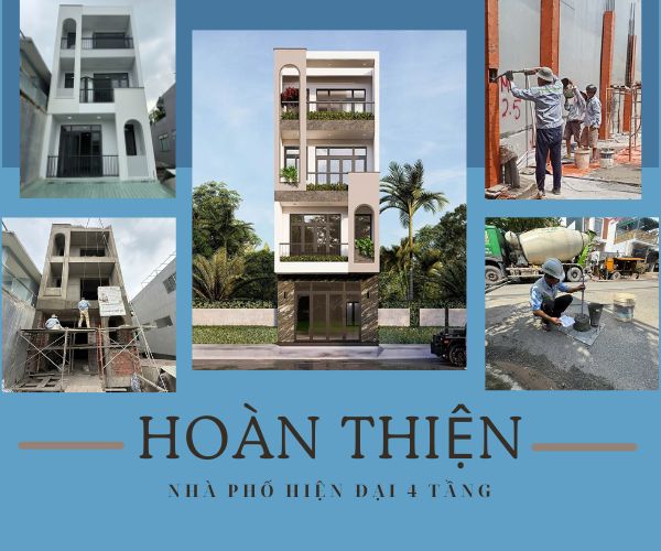 Hoàn thiện nhà phố hiện đại 4 tầng