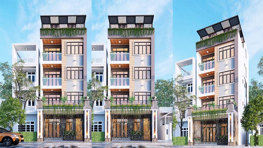 Mẫu nh&agrave; 4 tầng 1 tum đẹp hiện đại
