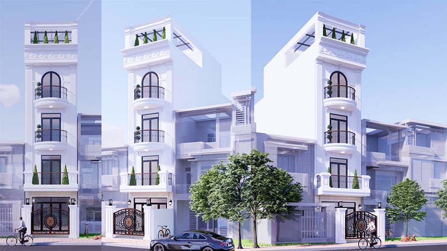 Mẫu nh&agrave; 4 tầng t&acirc;n cổ điển