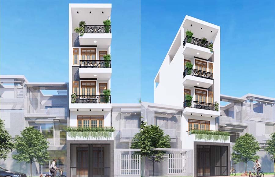 mẫu nh&agrave; 4 tầng 1 tum kết hợp kh&ocirc;ng gian xanh