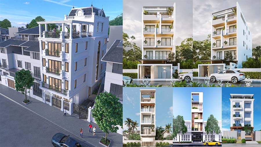 Thiết kế kiến tr&uacute;c nh&agrave; 4 tầng 1 tum