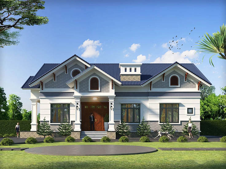 Mẫu nh&agrave; s&acirc;n vườn 5x20m