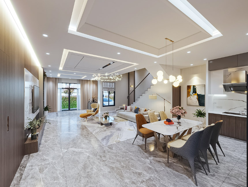 Nội thất ph&ograve;ng kh&aacute;ch v&agrave; bếp