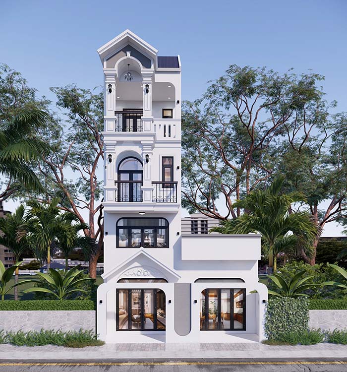 Mẫu nh&agrave; 1 trệt 3 lầu 4x25m