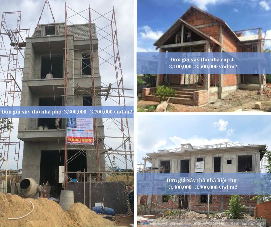 Đơn giá xây nhà phần thô Thống Nhất