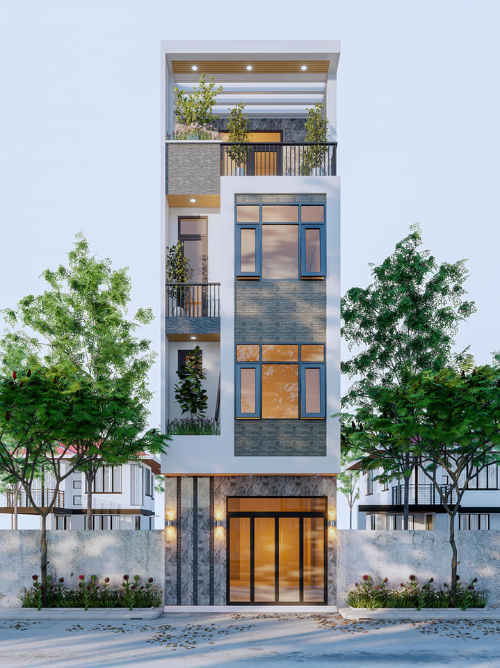 Mẫu nh&agrave; 1 trệt 3 lầu 4x17m