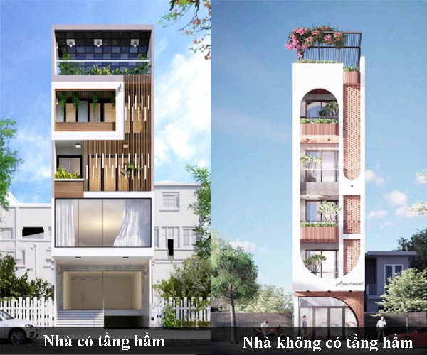 Mẫu nh&agrave; c&oacute; hầm v&agrave; kh&ocirc;ng tầng hầm