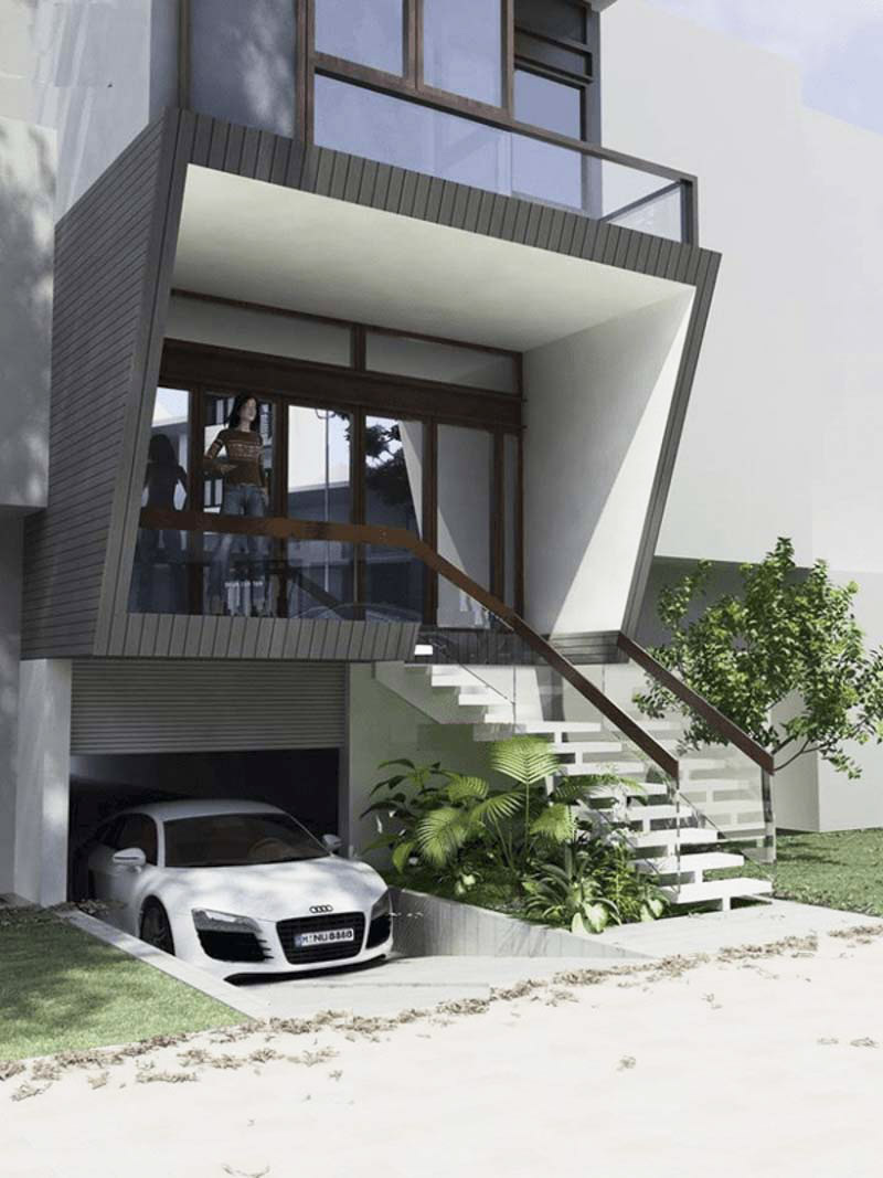 Nhà có tầng hầm để gara xe