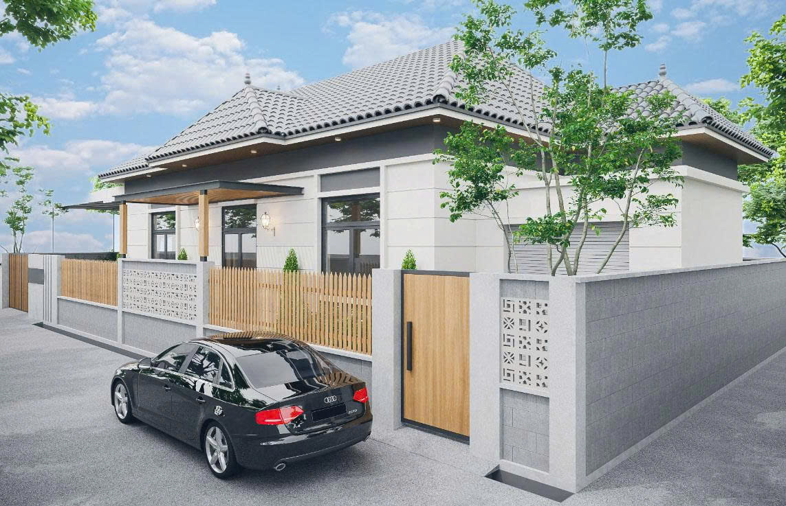 Mẫu nh&agrave; cấp 4 100m2 3 ph&ograve;ng ngủ