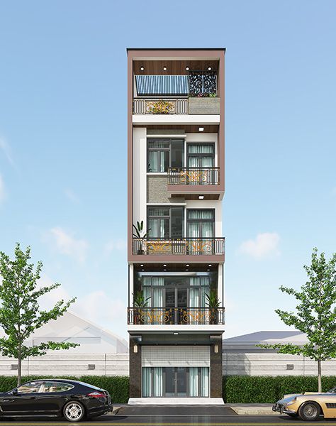 Nhà 1 trệt 3 lầu 1 tum