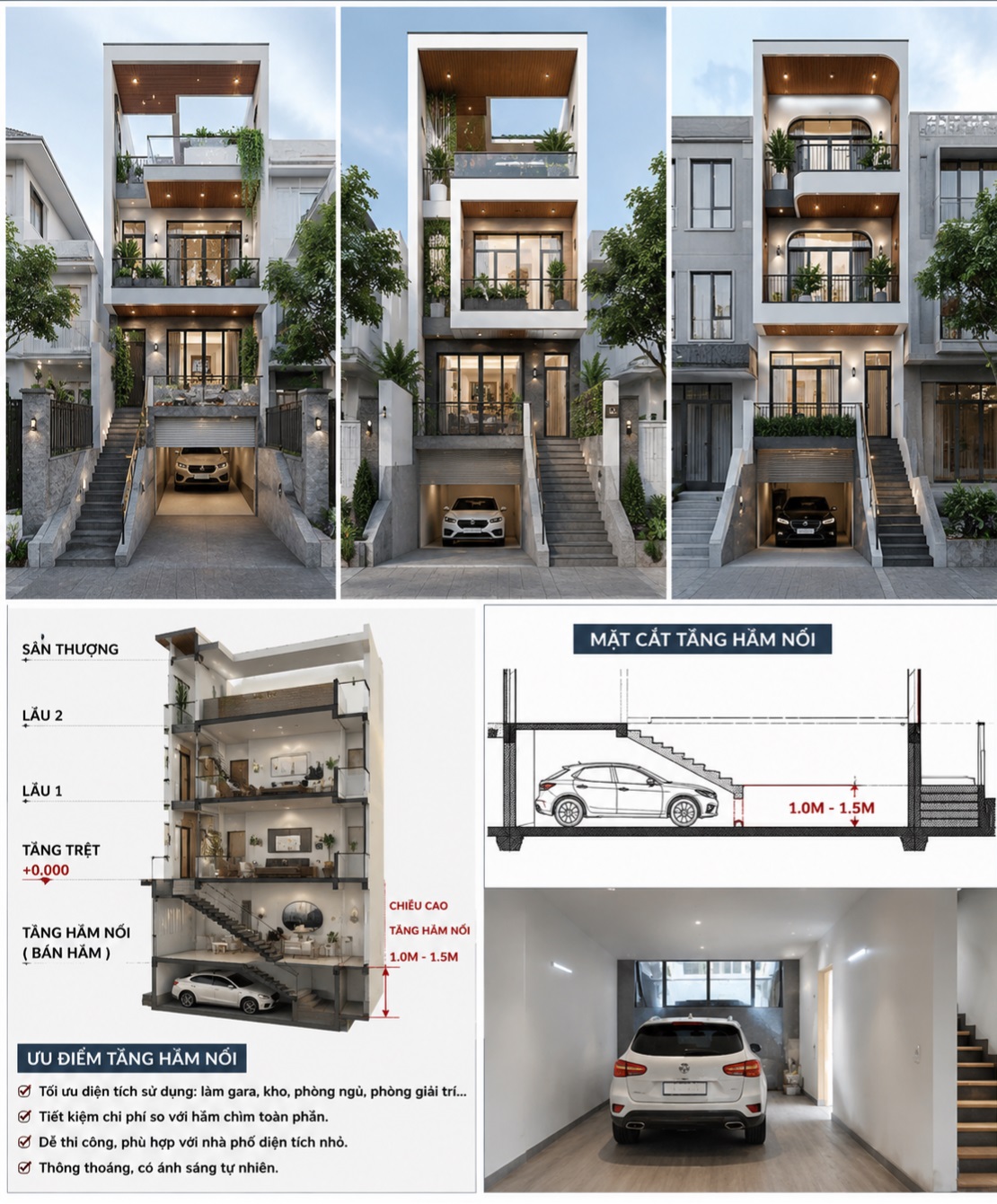 Mẫu nhà tầng hầm nổi