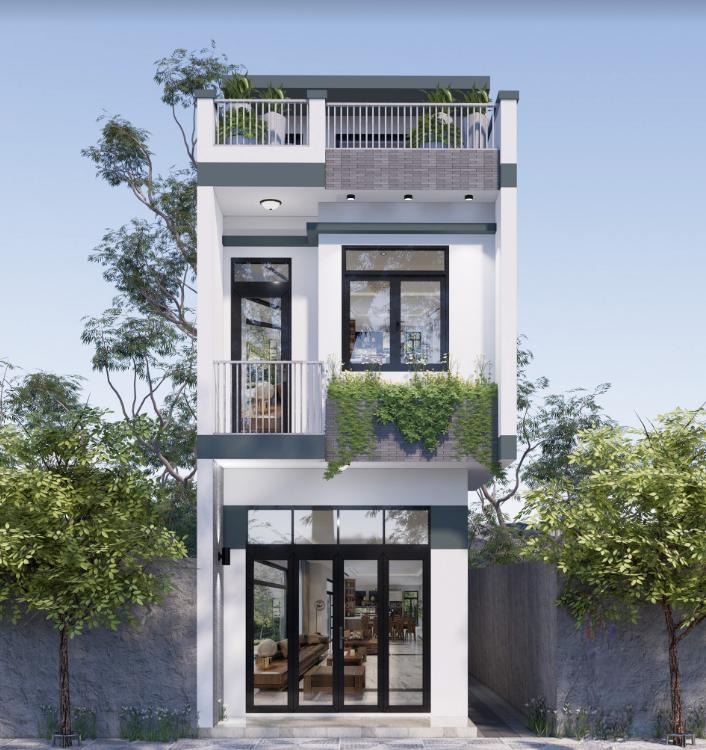 Nhà 1 trệt 1 lầu có sân thượng