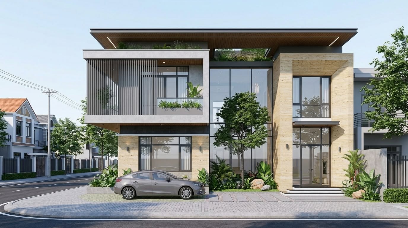 Nhà 1 trệt 1 lầu hiện đại