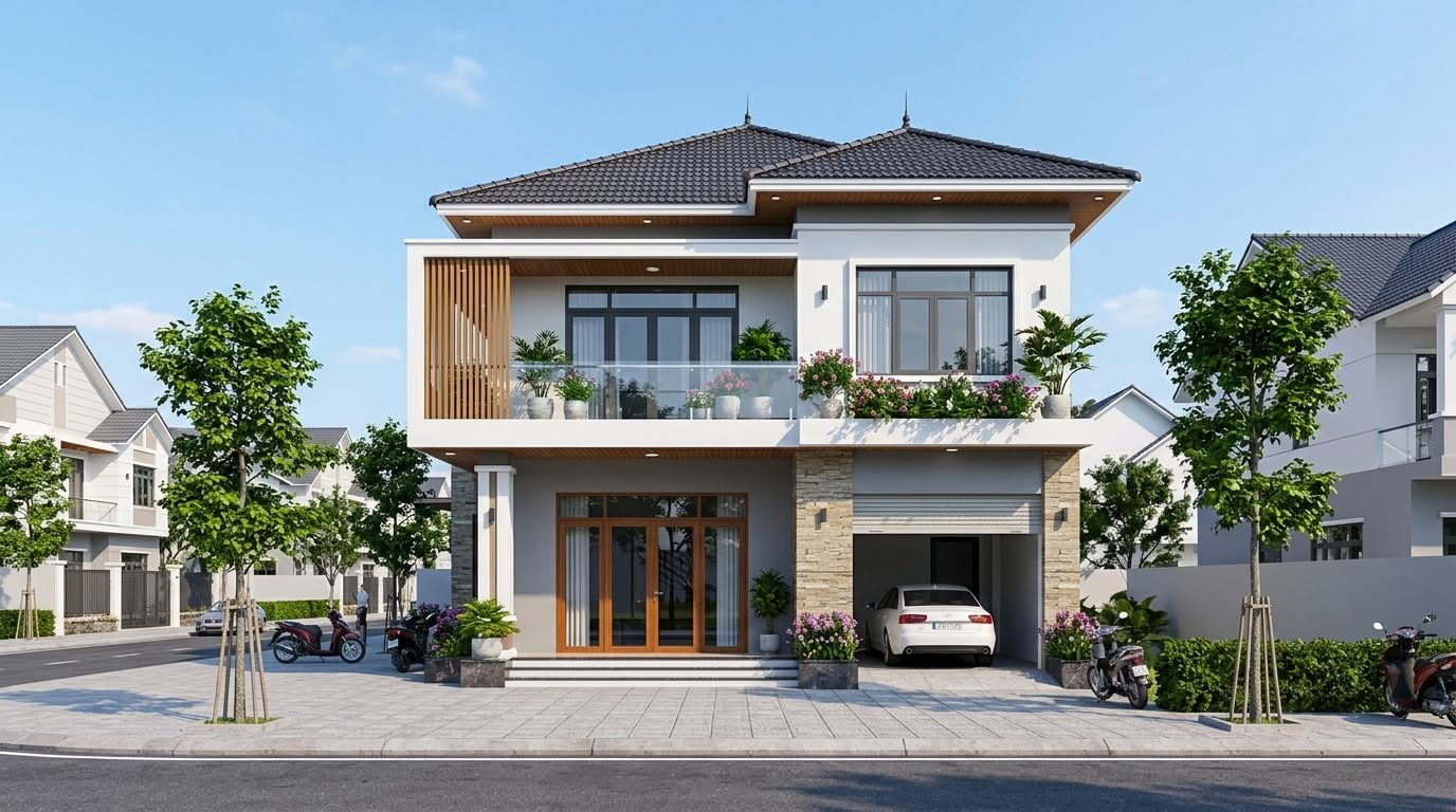 Nhà 1 trệt 1 lầu ngang 8m