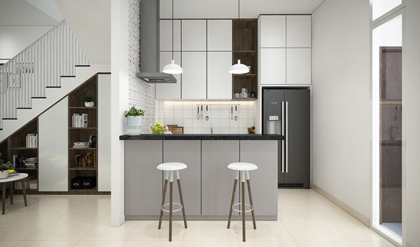 Thiết kế nội thất nhà 1 trệt 2 lầu – phòng bếp
