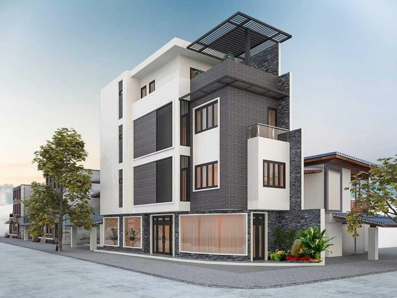 Mẫu nh&agrave;&nbsp;phố 1 trệt 3 lầu 2 mặt tiền