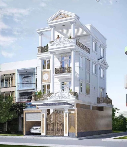 Nh&agrave; phố 1 trệt 3 lầu kiến tr&uacute;c Ph&aacute;p