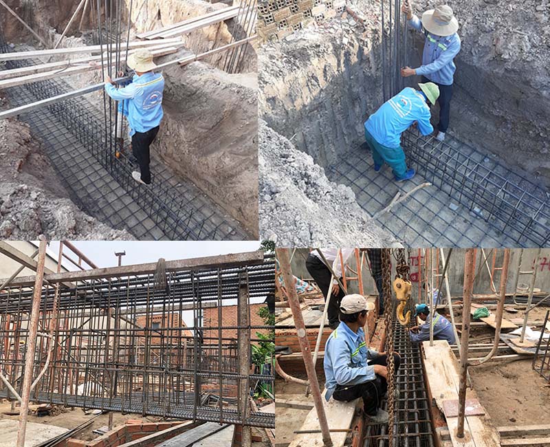 C&ocirc;ng đoạn thi c&ocirc;ng phần m&oacute;ng nh&agrave; 