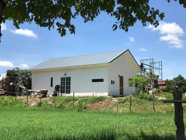 Mẫu nh&agrave; cấp 4 m&aacute;i t&ocirc;n 77m2