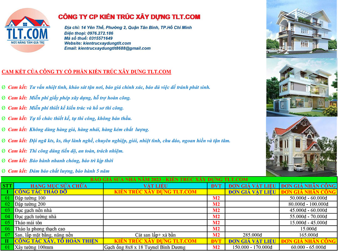 Đơn gi&aacute; sửa chữa nh&agrave; quận 1