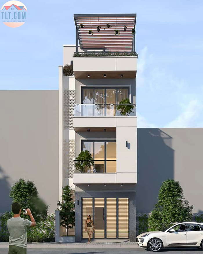 Mẫu nh&agrave; phố 3,5 tầng hiện đại 