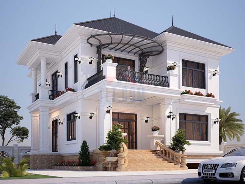 Mẫu biệt thự m&aacute;i nhật t&acirc;n cổ điển 
