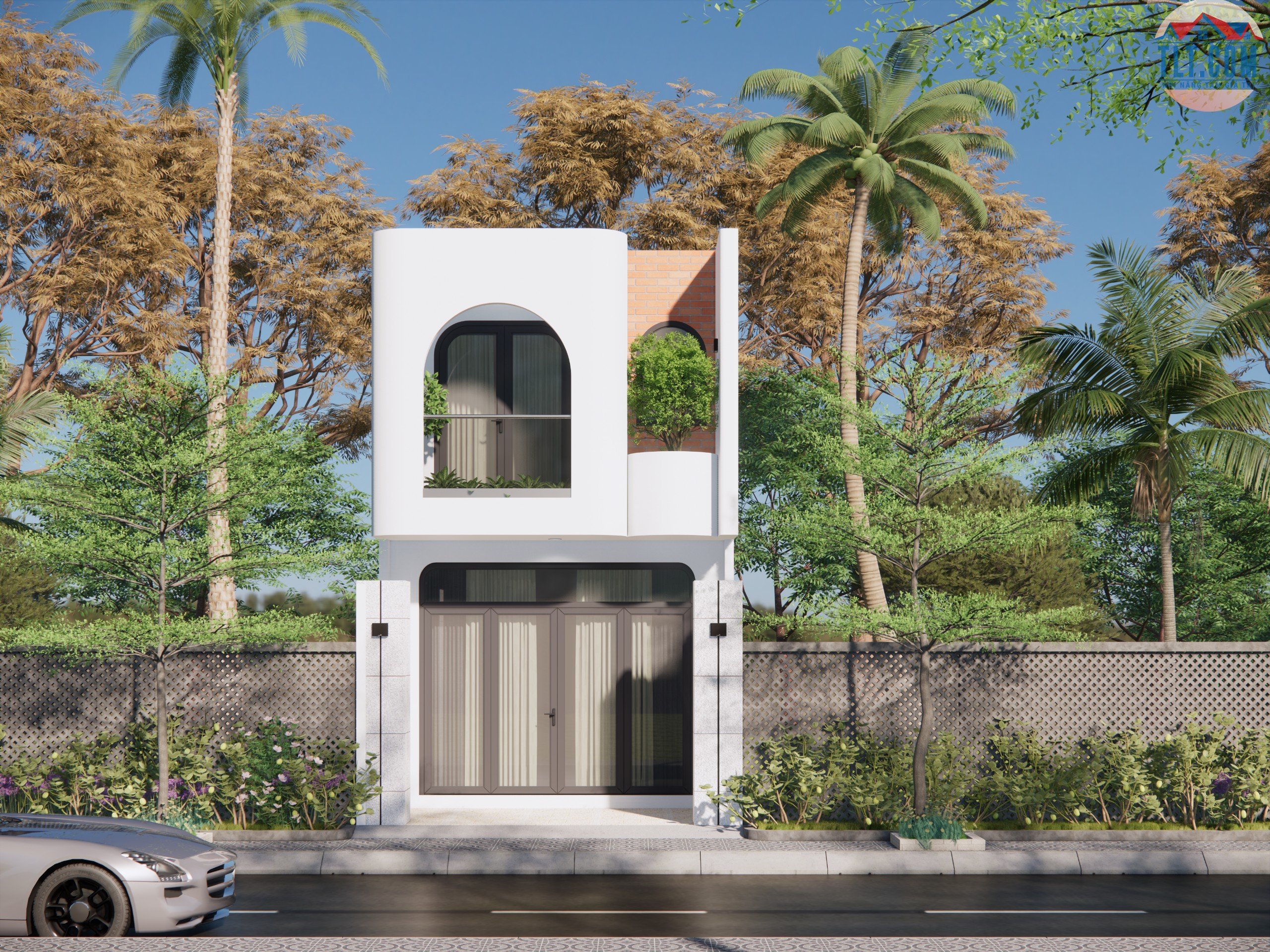 thiết kế 3D h&igrave;nh nh&agrave; 1 trệt 1 lầu