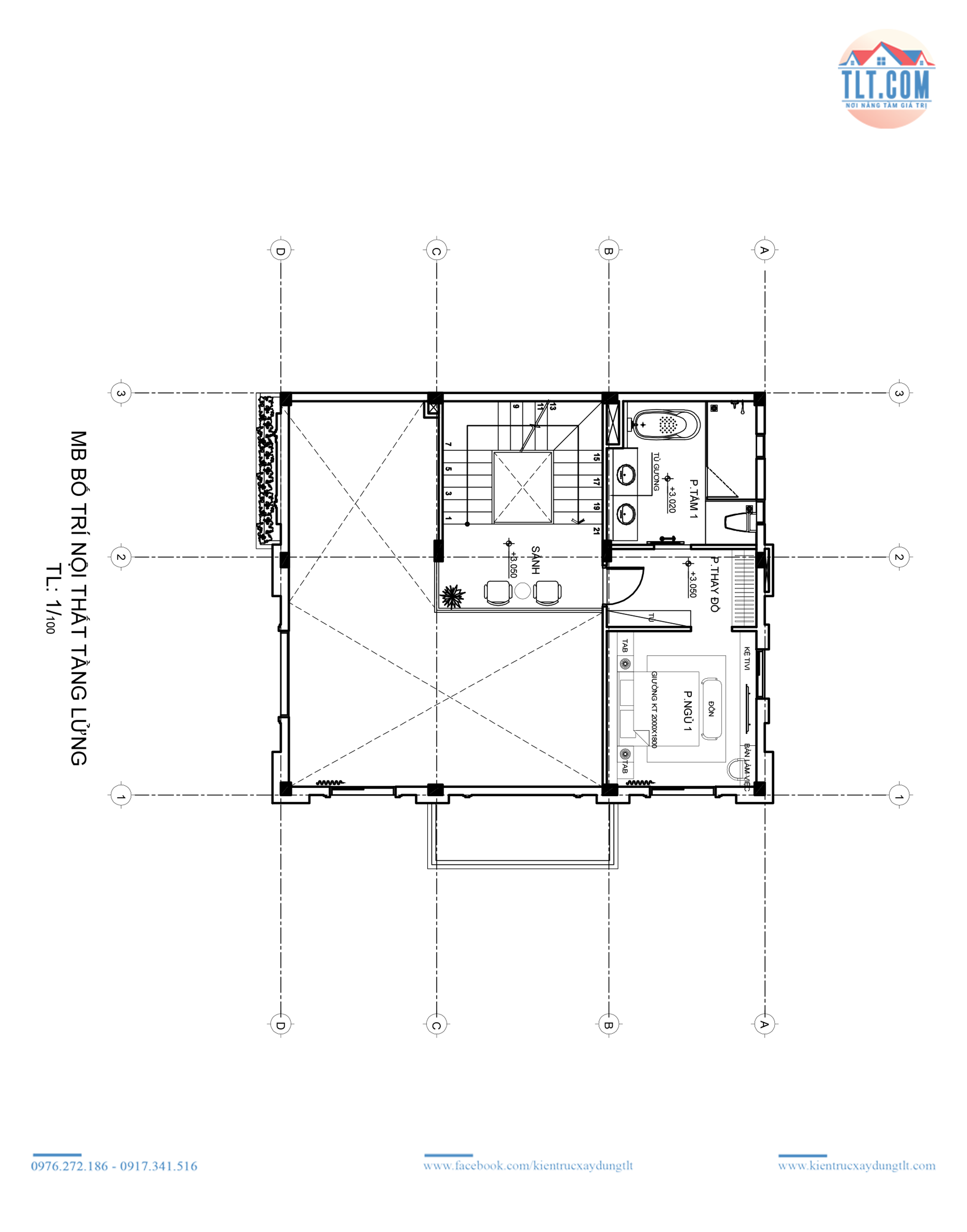 Mặt bằng c&ocirc;ng năng villa tại bến tre