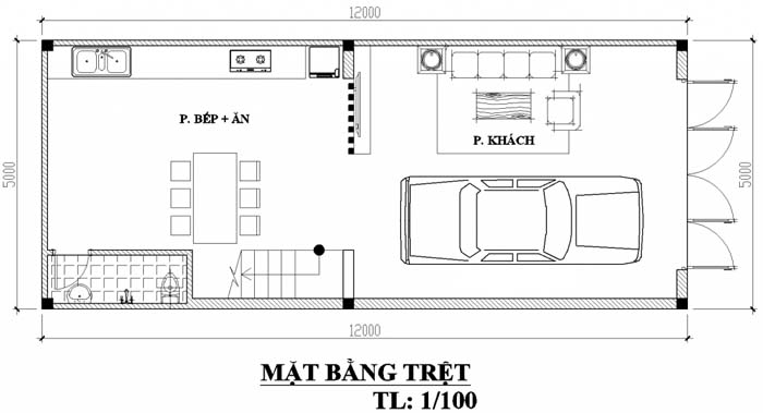 Bố tr&iacute; c&ocirc;ng năng mặt bằng tầng trệt