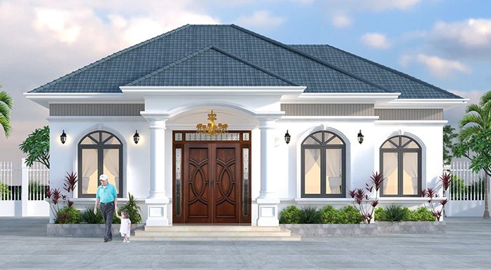 Mẫu nh&agrave; cấp 4 m&aacute;i t&ocirc;n n&ocirc;ng th&ocirc;n đẹp