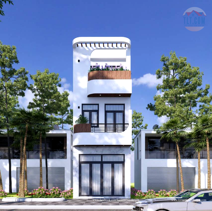 Mẫu nh&agrave; minimalist 3 tầng m&aacute;i bằng