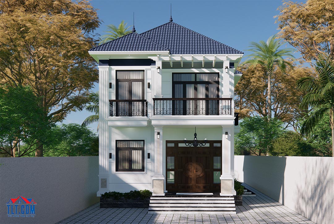 mẫu thiết kế 3D nh&agrave; 1 trệt 1 lầu