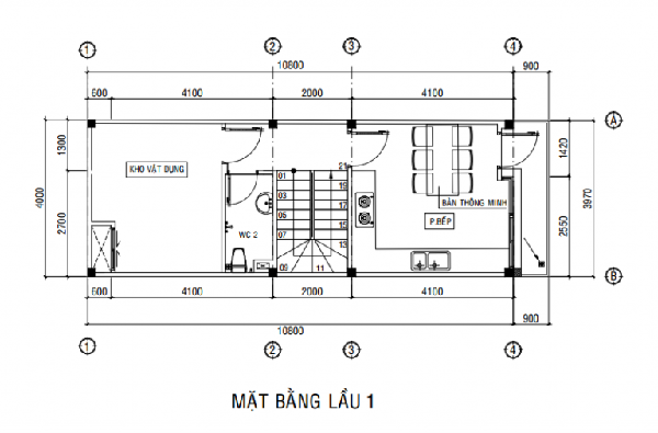 Bản vẽ mặt bằng lầu 1