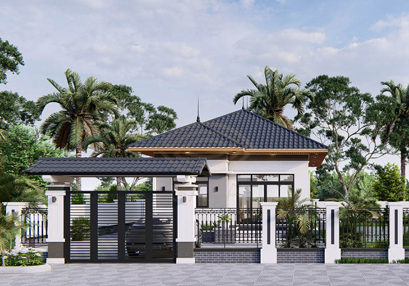 Nh&agrave; cấp 4 n&ocirc;ng th&ocirc;n m&aacute;i t&ocirc;n c&oacute; s&acirc;n vườn