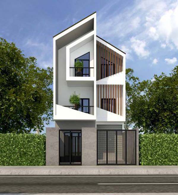 Mẫu nh&agrave; 3 tầng m&aacute;i lệch