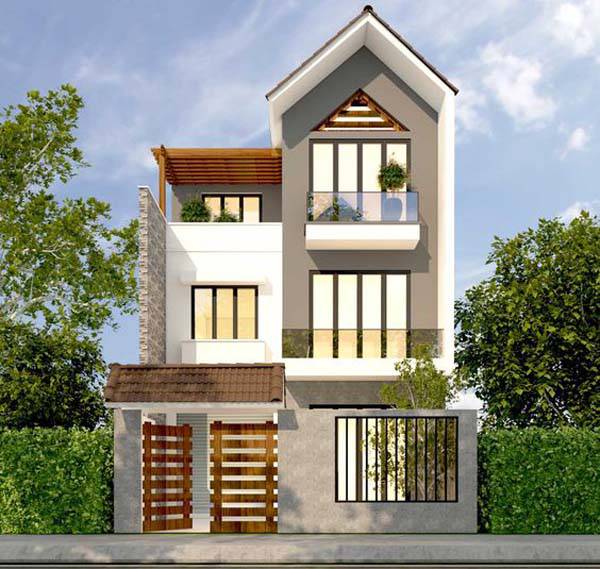 Nh&agrave; phố hiện đại 3 tầng m&aacute;i th&aacute;i
