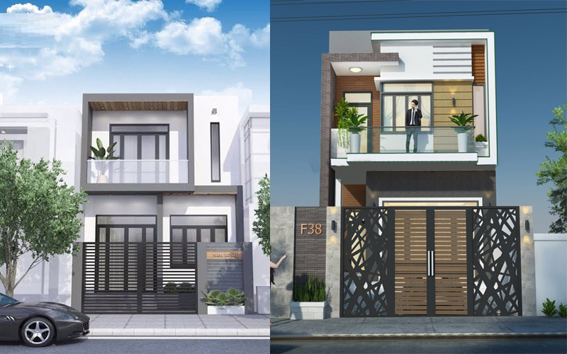Mẫu nhà 1 trệt 1 lầu mái bằng hiện đại
