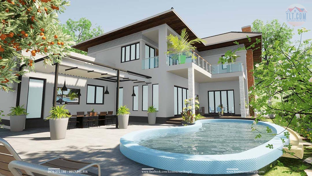 Nh&agrave; c&oacute; bể bơi