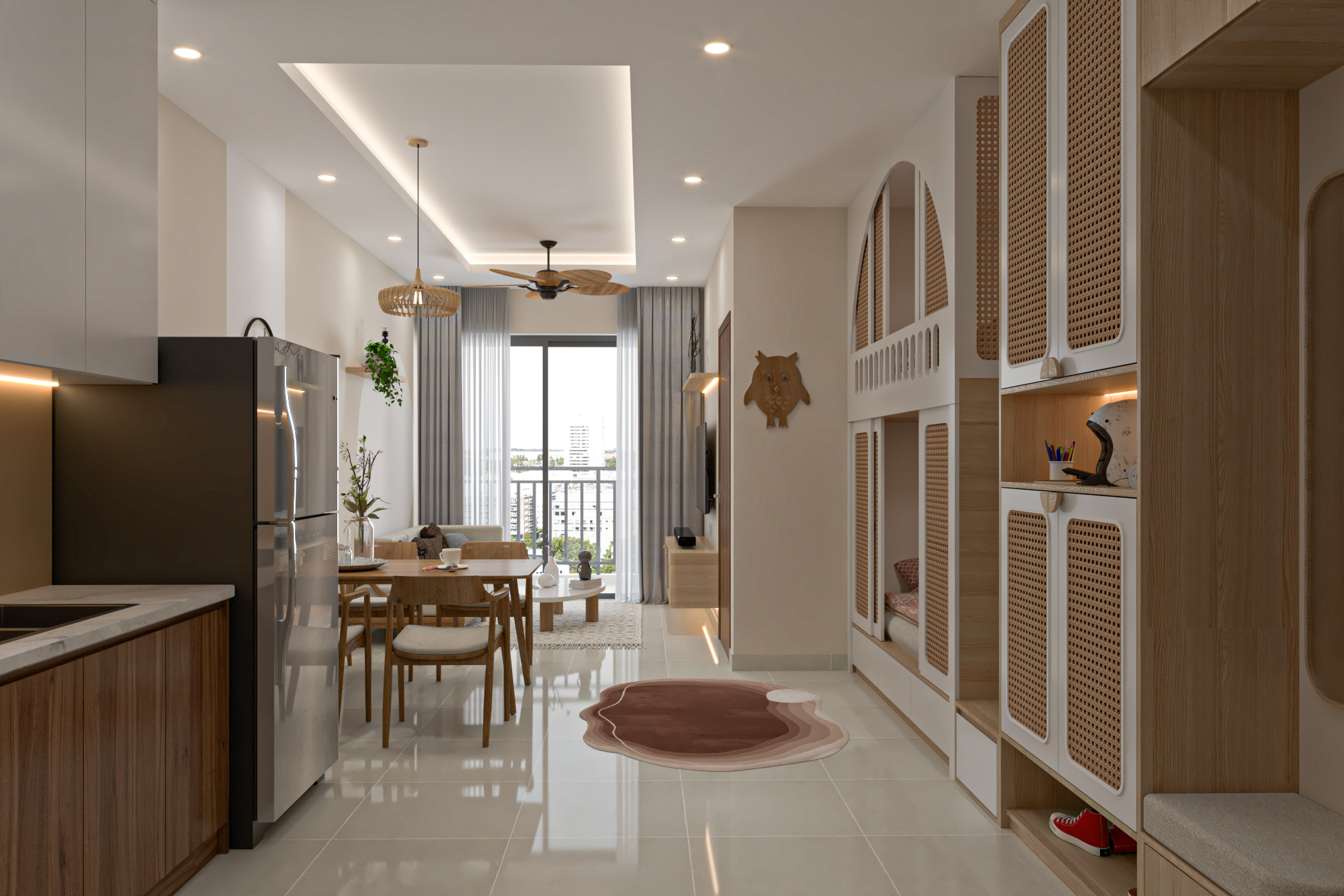 Kh&ocirc;ng gian nội thất ph&ograve;ng bếp v&agrave; ph&ograve;ng kh&aacute;ch của ng&ocirc;i nh&agrave;