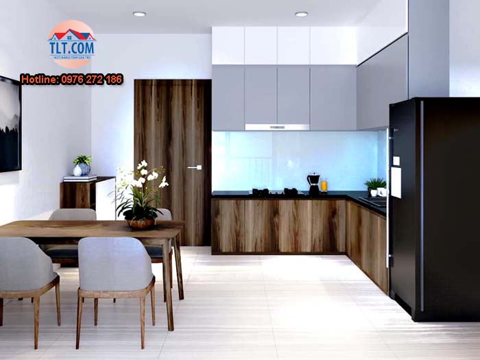 Căn bếp của một căn chung cư sau khi sửa chữa ho&agrave;n thiện