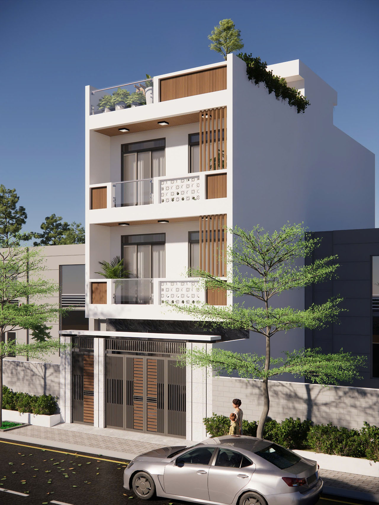 mẫu nh&agrave; 3D thiết kế nh&agrave; hiện đại