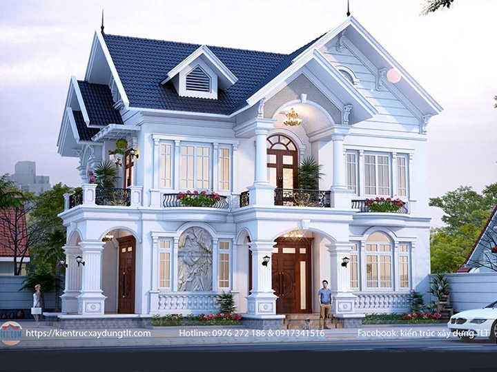 Mẫu biệt thự m&aacute;i th&aacute;i 2 tầng đẹp 