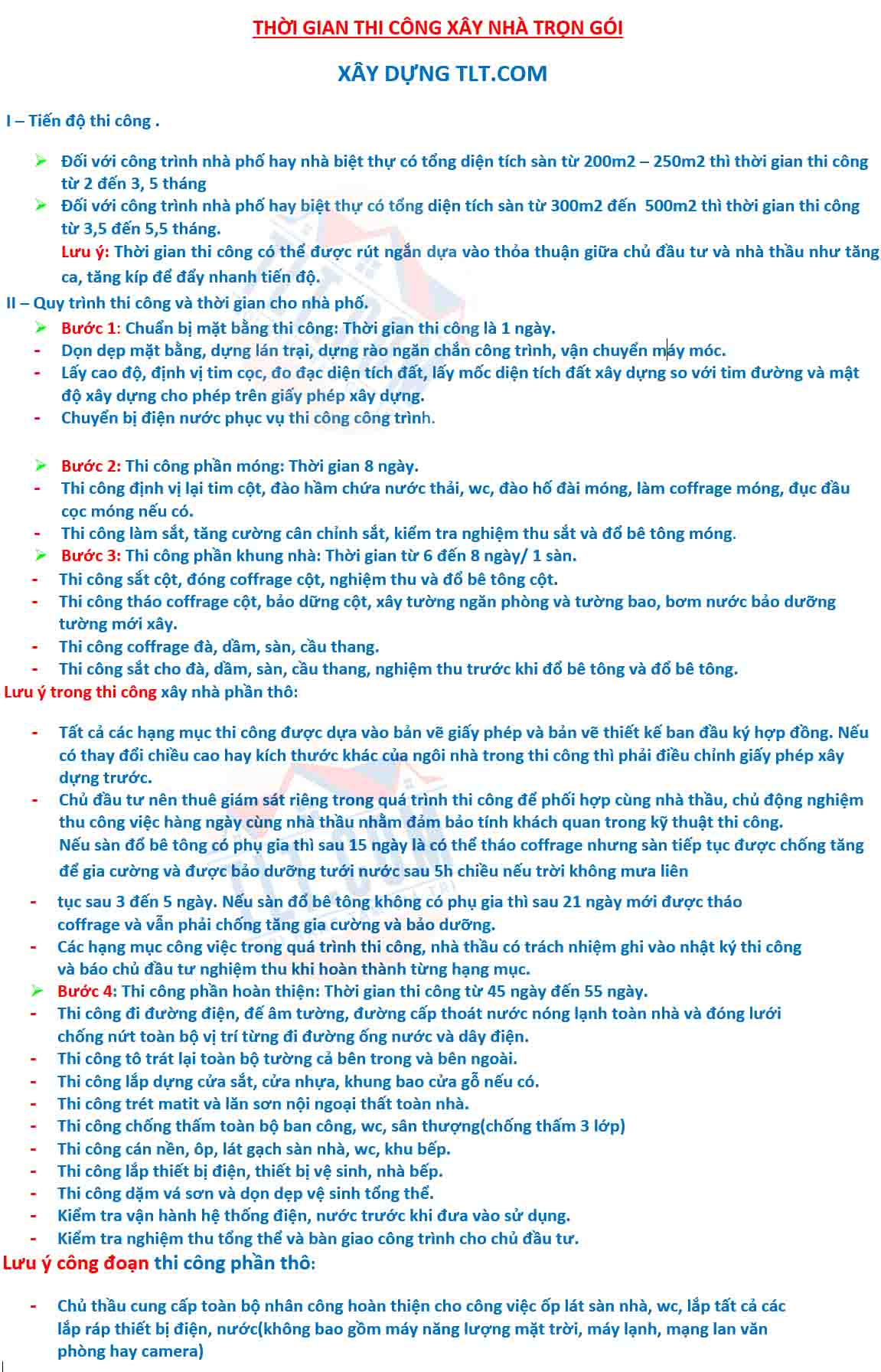 Thời gian thi c&ocirc;ng x&acirc;y nh&agrave; trọn g&oacute;i